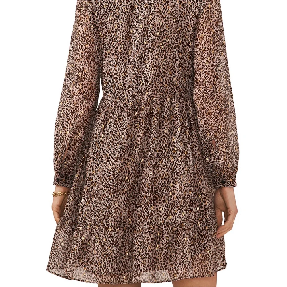 Vince Camuto Ruffled Hem Split Neck Dress- XXS - Picture 2 of 3